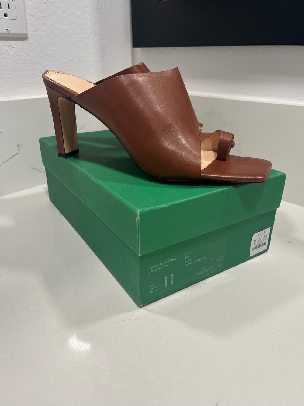 Jcrew Brown Leather High Heel Slide Mule - Women